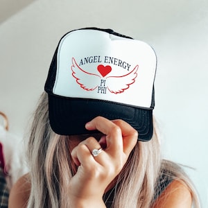 Pi Beta Phi Angel Energy Trendy Trucker Hat | Pi Phi Trendy College Greek Custom Hat | Big Little Sorority Gift