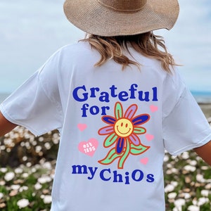 Chi Omega Grateful for My Design | ChiO Trendy Schwesternschaft T-Shirt | Griechisches Leben Shirt | Trendiges Schwesternschaft Shirt | Großes Geschenk