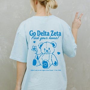 Delta Zeta Teddy Bear College Sorority TShirt | Dee Zee Find Your Home Trendy Shirt | Big Little Gift | Recruitment Gift