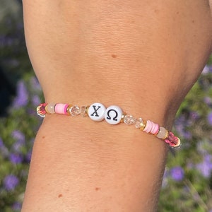 Chi Omega Trendy Crystal Sorority Letter Bracelet Sisterhood Big Little Bracelet Chi O Letters Sorority Jewelry Gift
