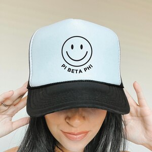 Pi Beta Phi Smile Trendy Trucker Hat | Pi Phi Trendy College Greek Custom Foam Hat | Bid Day Recruitment | Big Little Sorority Gift