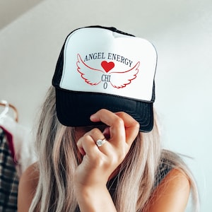 Chi Omega Angel Energy Trendy Trucker Hat | ChiO Trendy College Greek Custom Hat | Big Little Sorority Gift