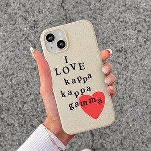 I Love Kappa Kappa Gamma Phone Case | Kappa Trendy Heart iPhone Case | Sustainable Biodegradable Sorority Phone Case | Big Gift