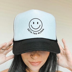 Zeta Tau Alpha Smile Trendy Trucker Hat | Zeta Trendy College Greek Custom Foam Hat | Bid Day Recruitment | Big Little Sorority Gift