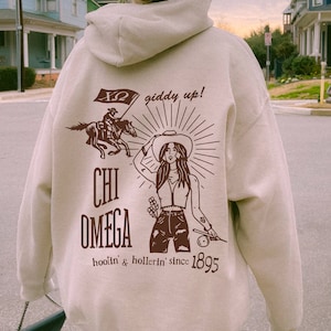 Chi Omega Country Inspired Sorority Hoodie | ChiO Trendy Giddy Up Sweatshirt | Big Little Gift | Bid Day Recruitment Gift