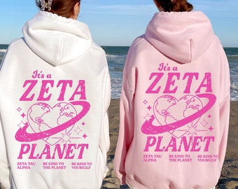 Zeta Tau Alpha Planet Hoodie | Be Kind to the Planet Trendy Sorority Hoodie | Greek Life Sweatshirt | Trendy Sorority Sweatshirt