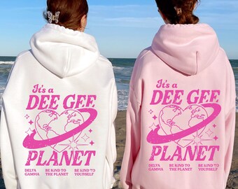 Delta Gamma Planet Hoodie | Be Kind to the Planet Trendy Sorority Hoodie | Greek Life Sweatshirt | Trendy Sorority Sweatshirt