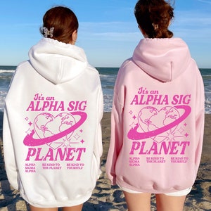 Alpha Sigma Alpha Planet Hoodie | Be Kind to the Planet Trendy Sorority Hoodie | Greek Life Sweatshirt | Trendy Sorority Sweatshirt