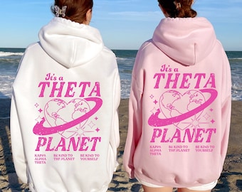 Kappa Alpha Theta Planet Felpa con cappuccio / Sii gentile con cappuccio Sorority alla moda / Felpa greca / Felpa Sorority alla moda