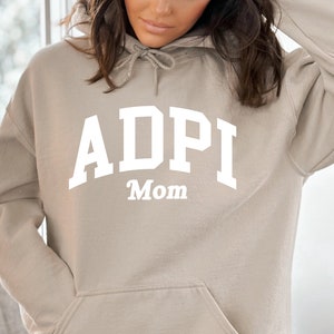 Alpha Delta Pi Mom Hoodie Sweatshirt | Varsity ADPi Mom Sorority Jacket | Mom Greek Life Gift | Comfy Sweatshirt