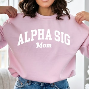 Alpha Sigma - Sweat-shirt ras du cou pour maman Alpha | Ras du cou tendance universitaire Alpha Sig sorority | Cadeau grec pour maman | Sweat confortable