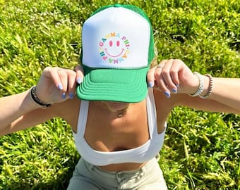 Gamma Phi Beta Colorful Smile Trendy Trucker Hat | GPhi Bid Day Recruitment Custom Foam Trucker Hat | Big Little Sorority College Gift