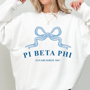Pi Beta Phi Ribbon Sorority Crewneck | Pi Phi Trendy Sweatshirt Big Little Recruitment Gift