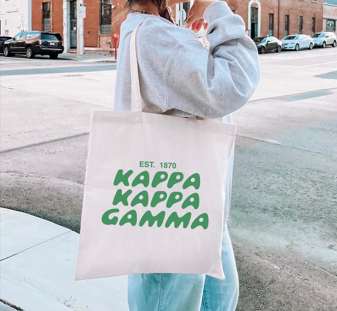 Kappa Kappa Gamma Bubble Text Trendy Tote Bag | Chi O College Sorority ...