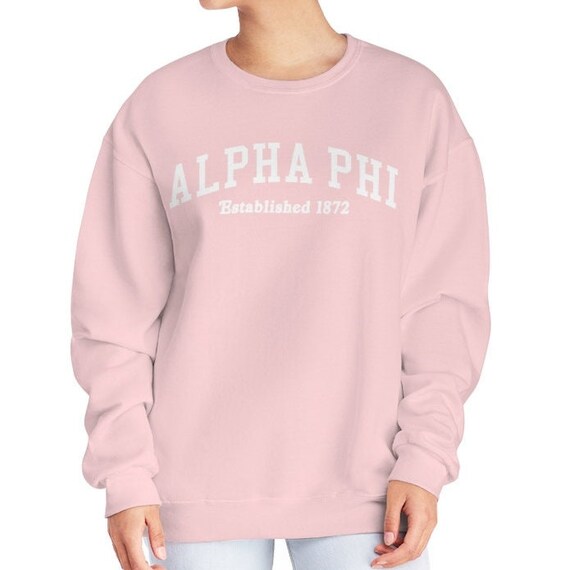 Alpha Phi Sorority Varsity College Aphi Madhappy Local Optimist Crewneck Sweatshirt in Brown Tan Baby Blue or Pink Etsy UK