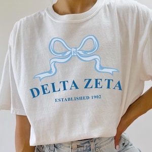 Delta Zeta Ribbon Sorority T-Shirt | Dee Zee Trendy Shirt Big Little Recruitment Gift