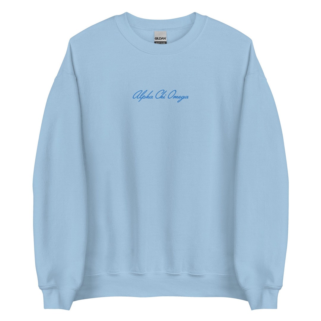 Alpha Chi Omega Embroidered Sorority Script Sweatshirt Cute Alpha Chi ...