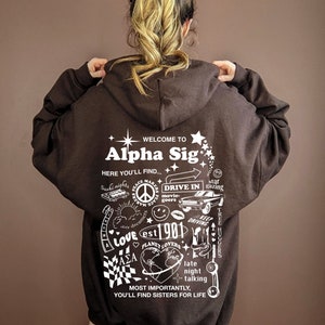 Alpha Sigma Alpha Ici, vous trouverez le sweat à capuche Sorority | Alpha Sig Hooded Sorority Sweat-shirt surdimensionné doux et confortable | Gros petit