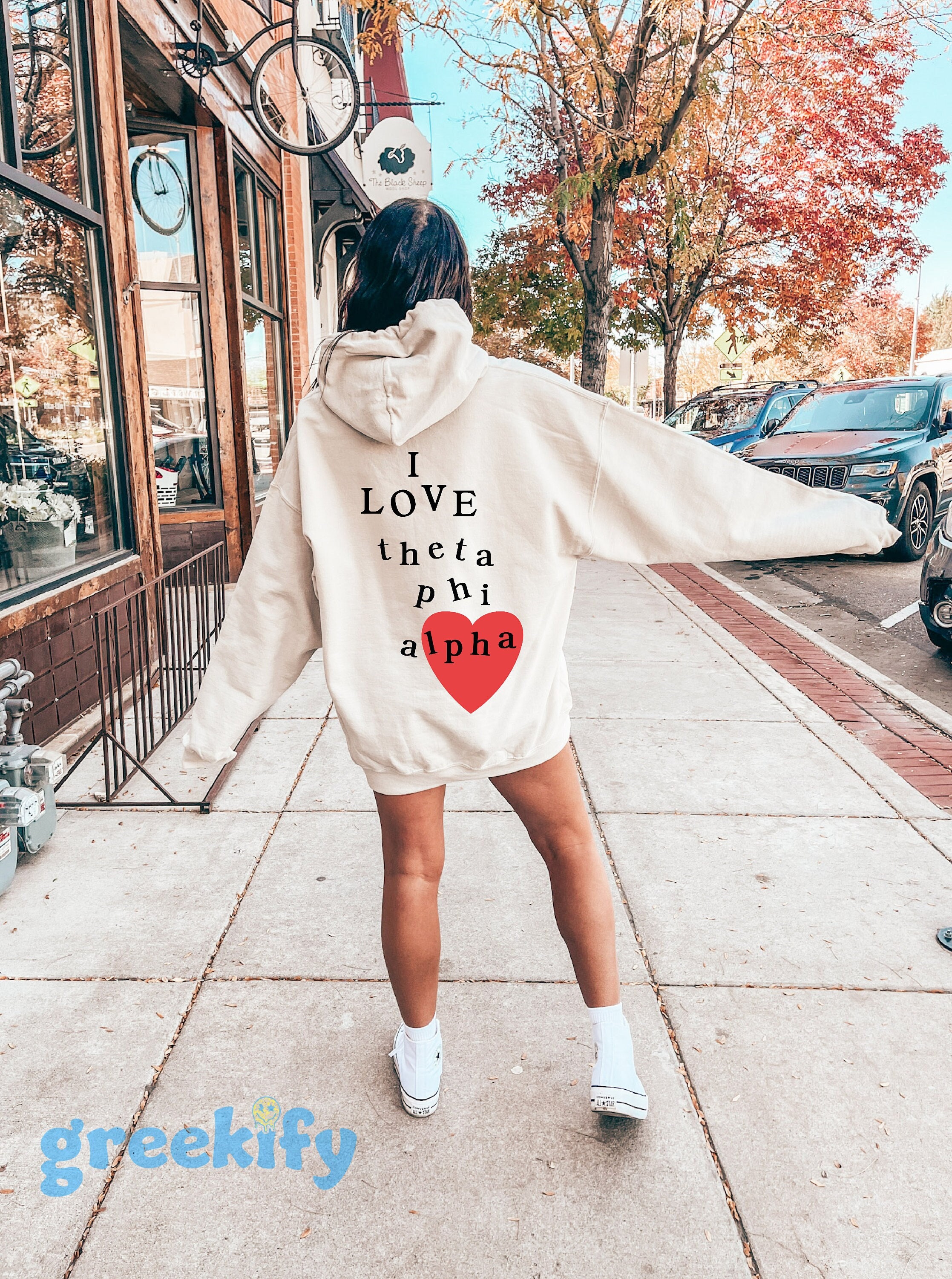 I Love Theta Phi Alpha Sorority Sweatshirt | Trendy Custom