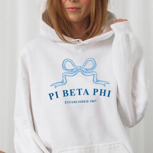 Pi Beta Phi Ribbon Sorority Hoodie | Pi Phi Trendy Sweatshirt Big Little Recruitment Gift