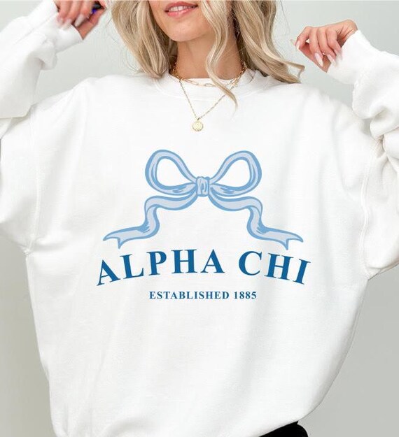 Alpha Chi Omega Ribbon Sorority Crewneck AXO Trendy Sweatshirt Big