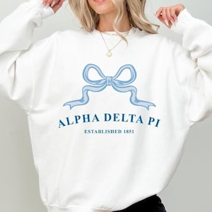 Alpha Delta Pi Ribbon Sorority Crewneck | ADPi Trendy Sweatshirt Big Little Recruitment Gift
