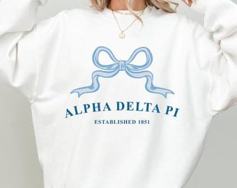 Alpha Delta Pi Ribbon Sorority Crewneck | ADPi Trendy Sweatshirt Big Little Recruitment Gift