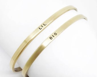 Big Little Matching Sorority Bracelets Set of 2 | Big Lil Gift | Custom Hand-stamped Sorority Jewelry Gift | Gold Silver or Rose Gold