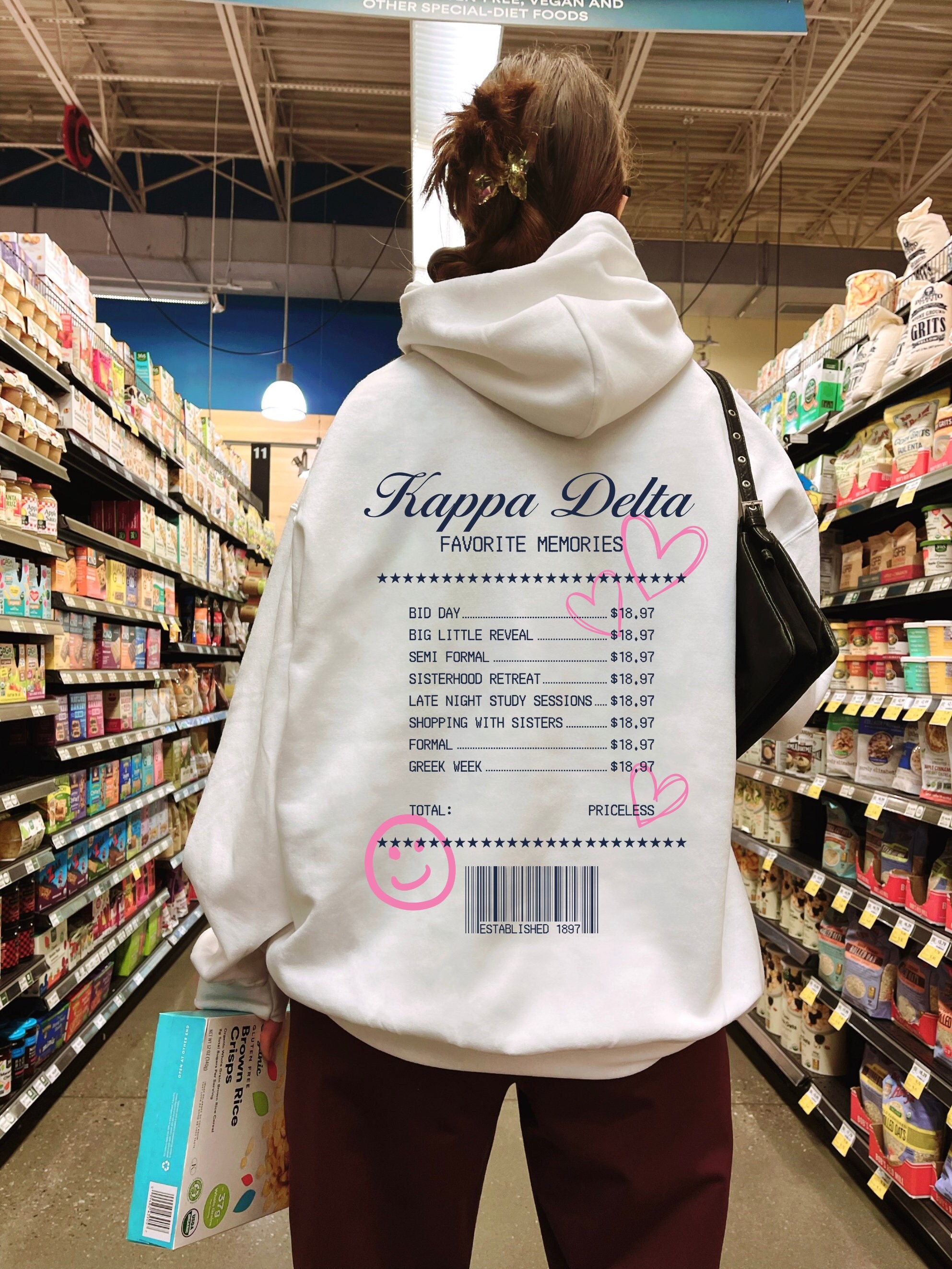 Kappa Delta Receipt Sorority Hoodie Kay Dee Trendy Receipt Memories Sweatshirt Big Little Gift Bid Day Recruitment Gift Etsy Australia