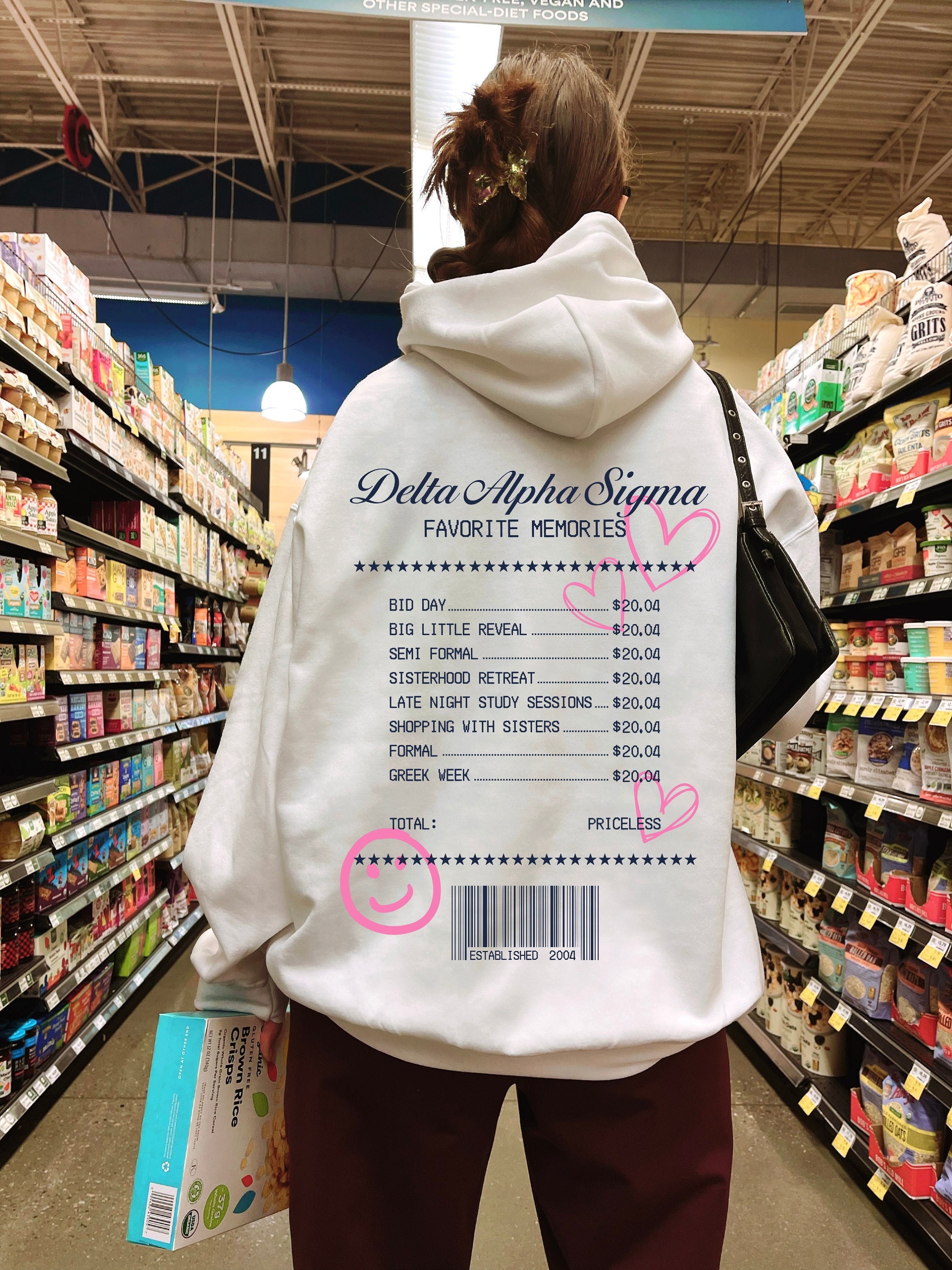 Delta Alpha Sigma Receipt Sorority Hoodie | Trendy Receipt Memories Sweatshirt | Big Little Gift | Bid Day Recruitment Gift
