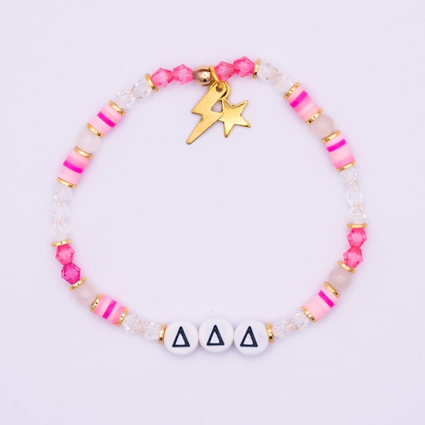 Delta Delta Delta Trendy Crystal Sorority Letter Bracelet Sisterhood Big Little Bracelet Tri Delta Letters Sorority Jewelry Gift