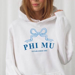 Bluza z kapturem Phi Mu Ribbon Sorority | Bluza Phi Mu Trendy Big Little Recruitment Gift