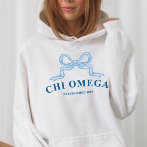 Chi Omega Ribbon Sorority Hoodie | Chi O Trendy Sweatshirt Big Little Recruitment Gift