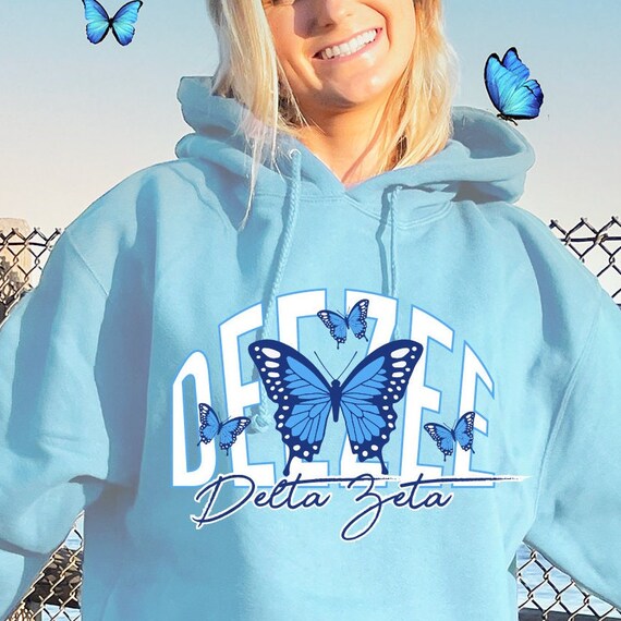 Custom Delta Zeta Baby Blue Butterfly Cute Sorority Sweatshirt Sorority Apparel Trendy Dee Zee Sorority Hoodie Etsy Canada