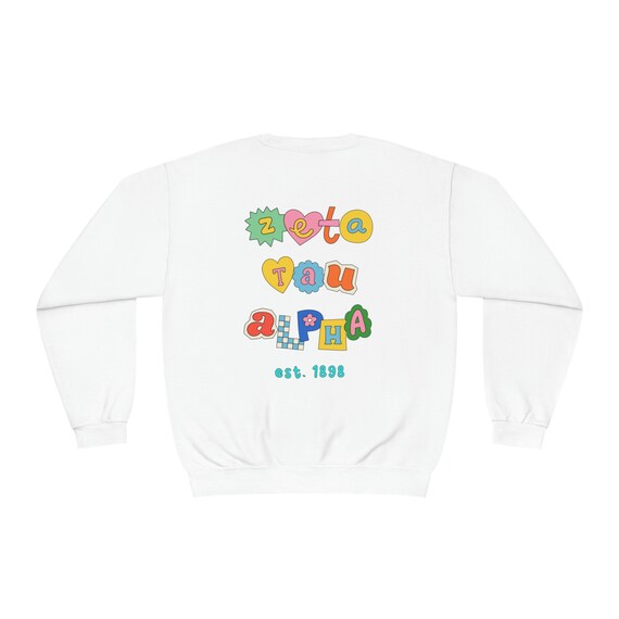 Zeta Tau Alpha Fun Doodle Scrapbook Crewneck Zeta Trendy College Greek Custom Sweatshirt Big Little Sorority Gift Etsy Ireland