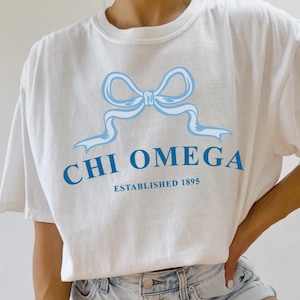 Chi Omega Ribbon Sorority T-Shirt | Chi O Trendy Shirt Big Little Recruitment Gift