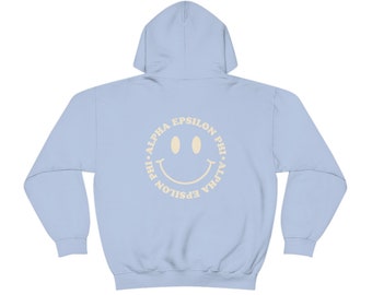 Alpha Epsilon Phi Smiley Sorority Sweatshirt Trendy Aephi Custom Sorority Hoodie Available in Brown Black Green Blue Pink Etsy UK