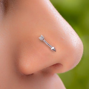 Edgy Silver Arrow Nose Stud Piercing - 22 Gauge L Shape Cute Nose Stud Pin - 925 Sterling Silver Nose Piercing Jewelry