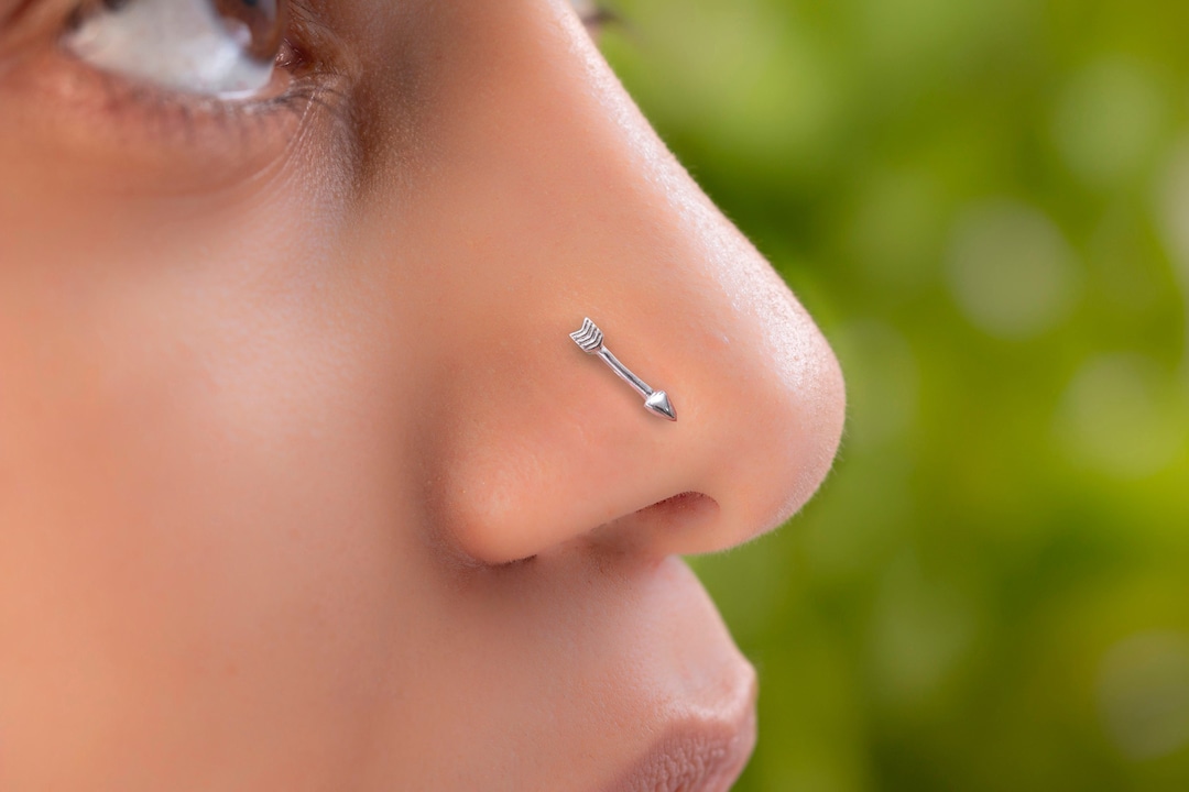 Piercing Naso Forcella 9k Oro Bianco Con Pietra CZ - 22G L Bend 4mm - Foto 10