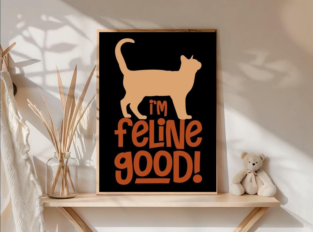 Funny Cat Meme Poster – Cat Lover Wall Art – Cute Meow Cat Print – Gift ...