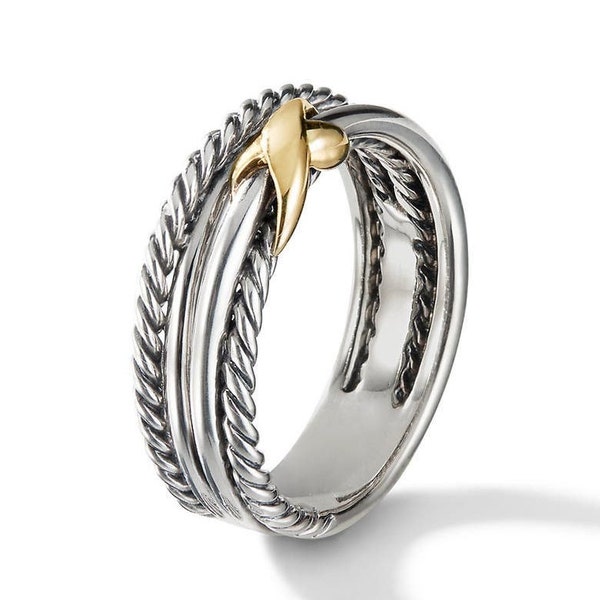 Two Tone Rope Ring - Etsy