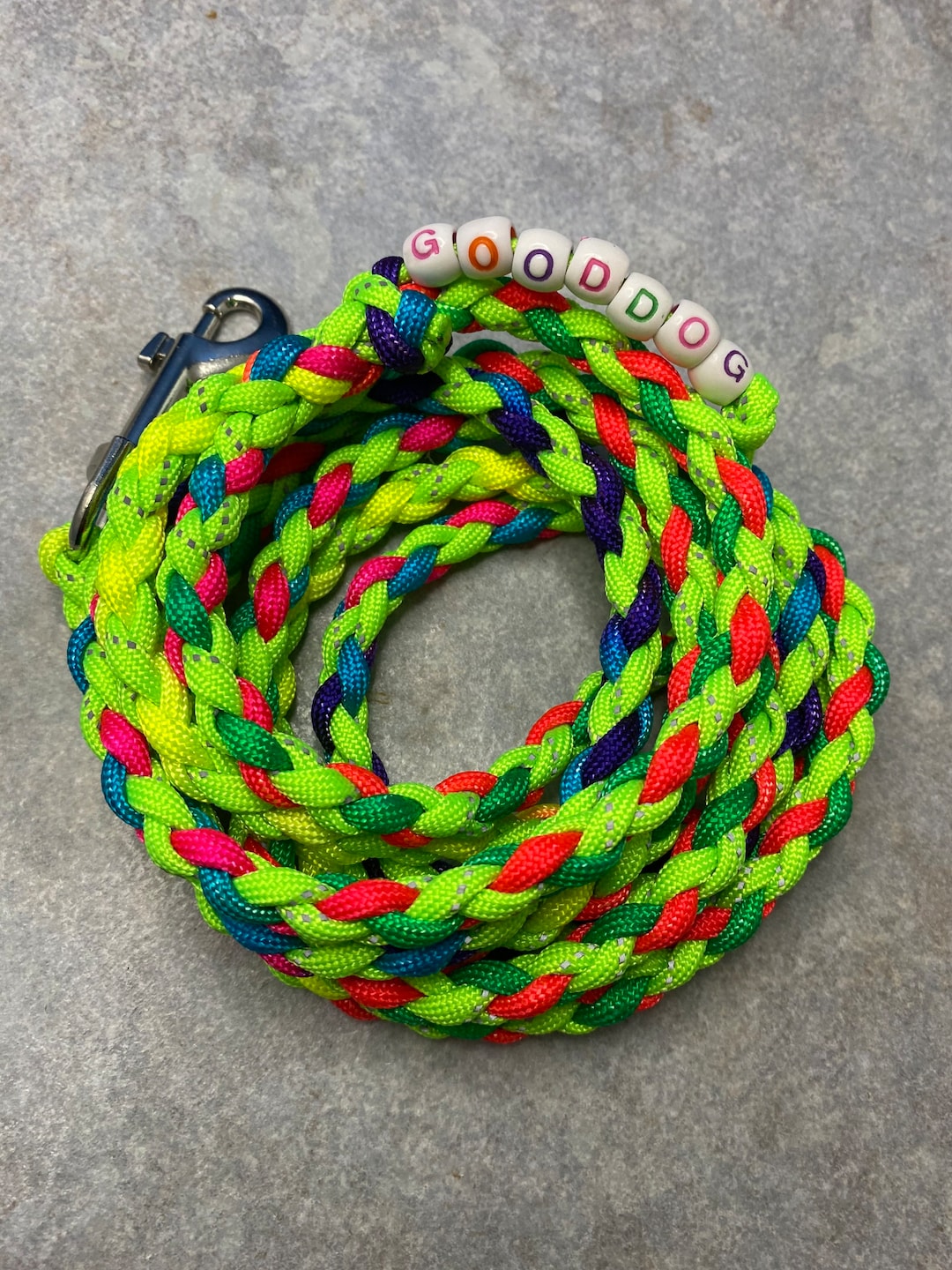 Personalized, Braided Paracord Dog Leash With Your Dog's Name