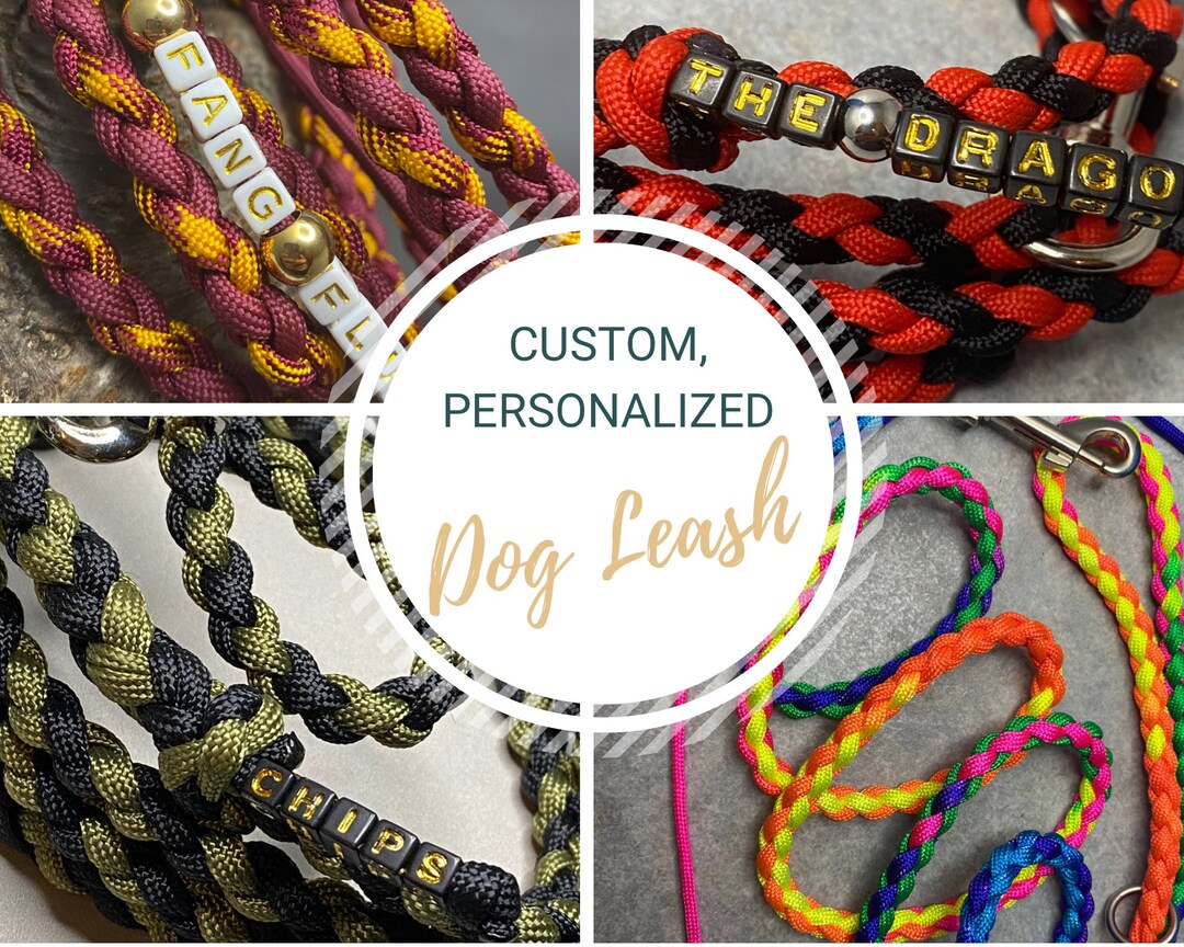 Custom, Personalized, Braided Paracord Dog Leash With Your Dog's Name