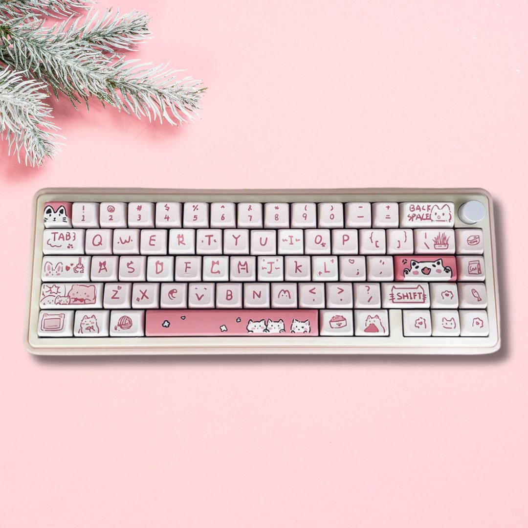 Cute MDA Profile Pink Meow Meow Keycap Set Five-sided Heat - Etsy