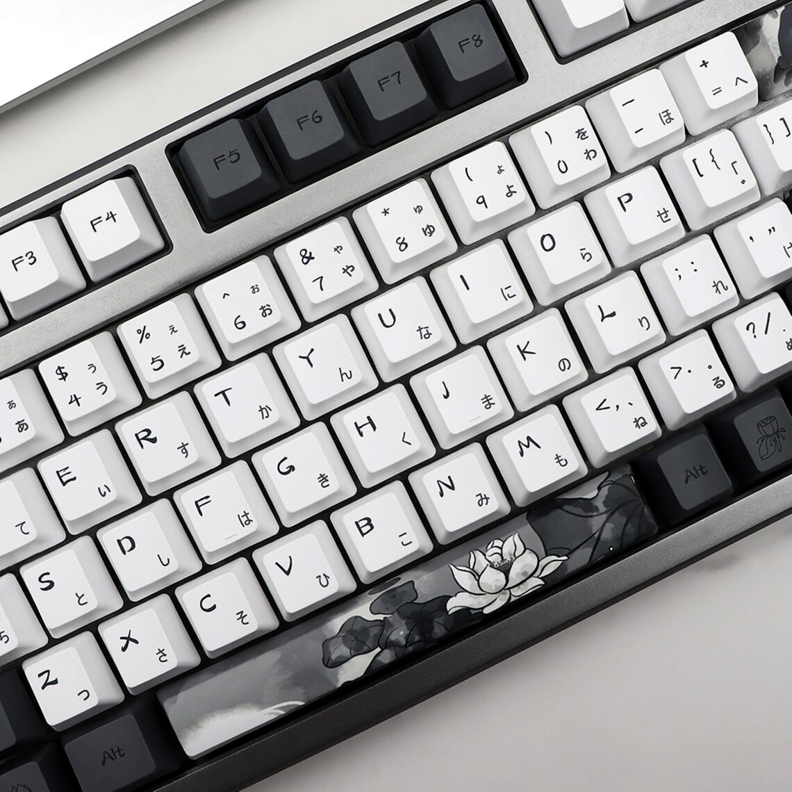 140pcs Lotus Flower Black & White Keycaps Set for Mechanical Etsy UK