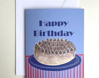Biglietto di auguri di compleanno con tiramisù: illustrazione di un dolce italiano
