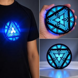 Iron Man Arc Reactor-replika, LED-upplyst bröstreaktor, bärbar Tony Stark-cosplay-rekvisita, 3D-utskrivet superhjältekostymtillbehör