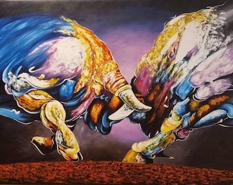 Oil Painting Modern Art Office Wall Picture ----- Fighting Bulls 120cm x 180cm