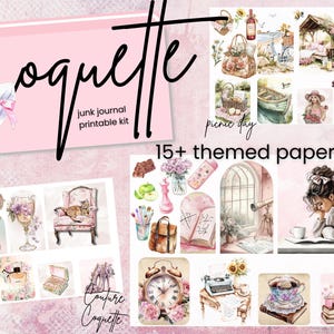 Digital heruntergeladene Ephemera, Coquette Junk Journal, Kokette PNG, Coquette Junk Journal Printable Kit, Coquette Digital Scrapbook Bundle,