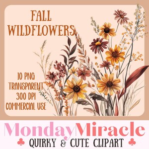 Flores de otoño PNG, Clipart de flores de otoño, Flores silvestres de otoño PNG, Diseños digitales de otoño, Clipart de flores de acuarela, Florales de otoño en acuarela PNG